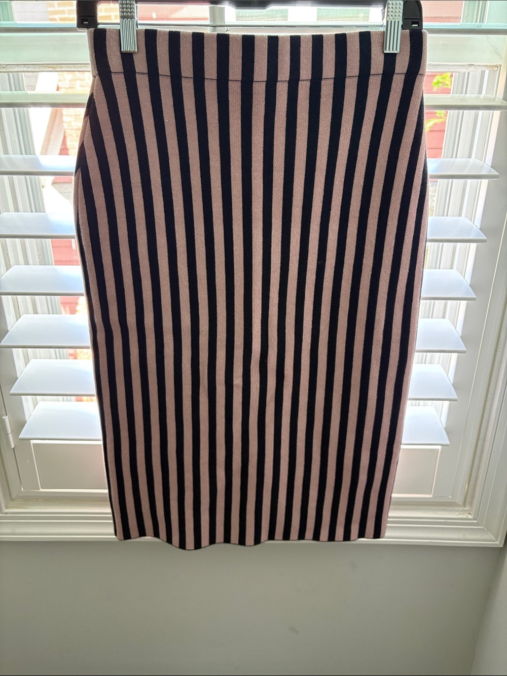 Rachel Comey Vertical Stripe Pencil Skirt in Pink and Black